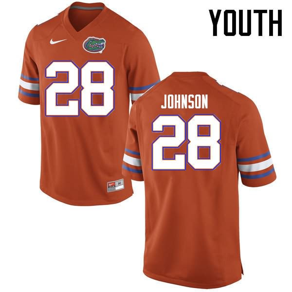 Youth NCAA Florida Gators Kylan Johnson #28 Stitched Authentic Nike Orange College Football Jersey QGW5265BW